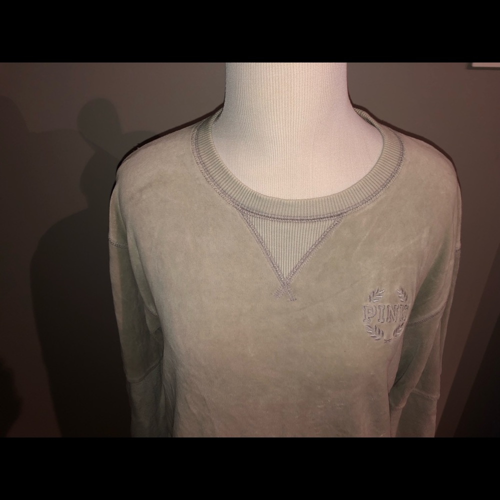 Euc pink Victoria’s Secret velour khaki sweatshirt - Picture 5 of 6